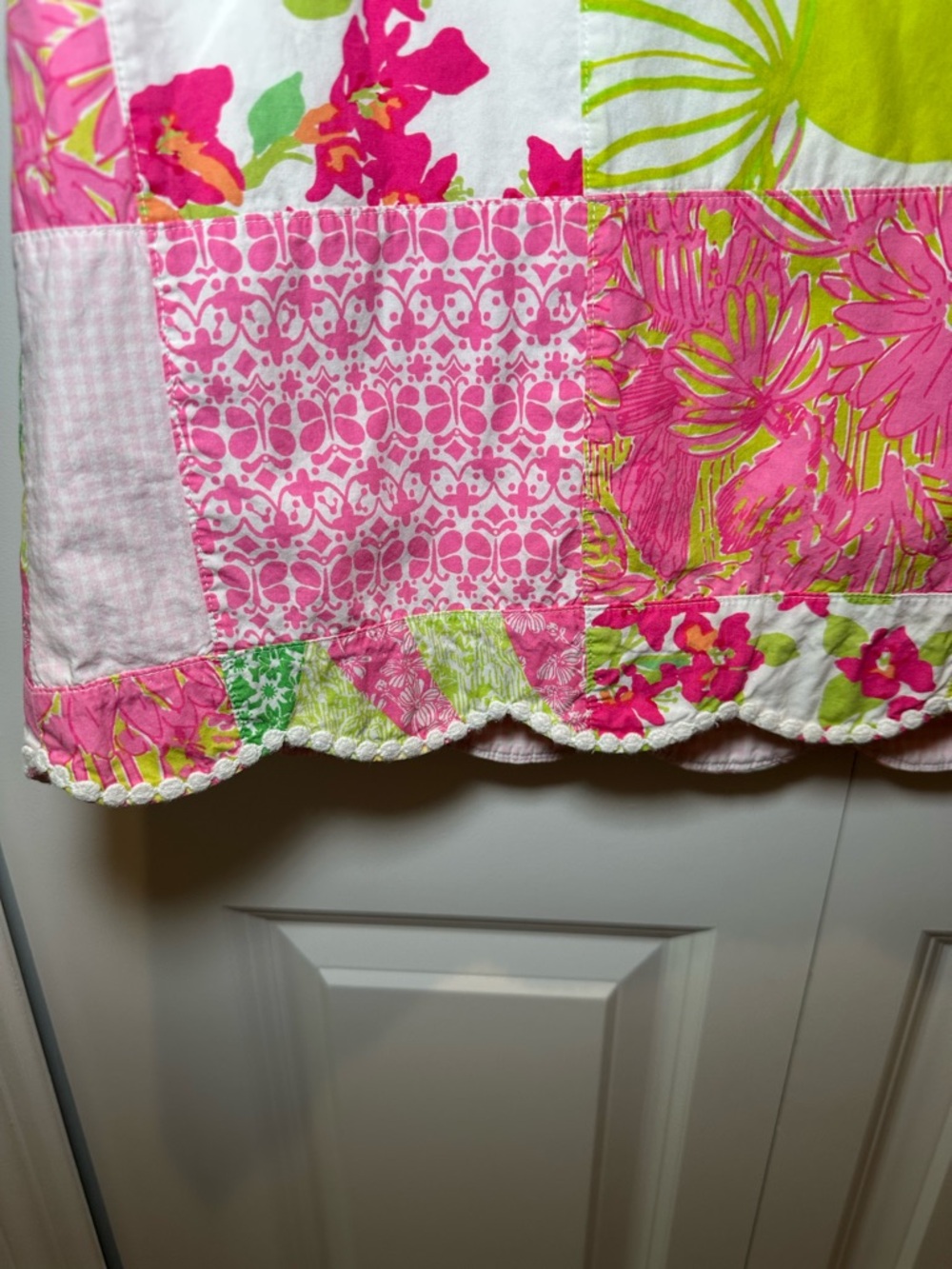 Vintage Lilly Pulitzer Pink & Green Patchwork A-Line Skirt Size 8 100% cotton - Picture 3 of 9